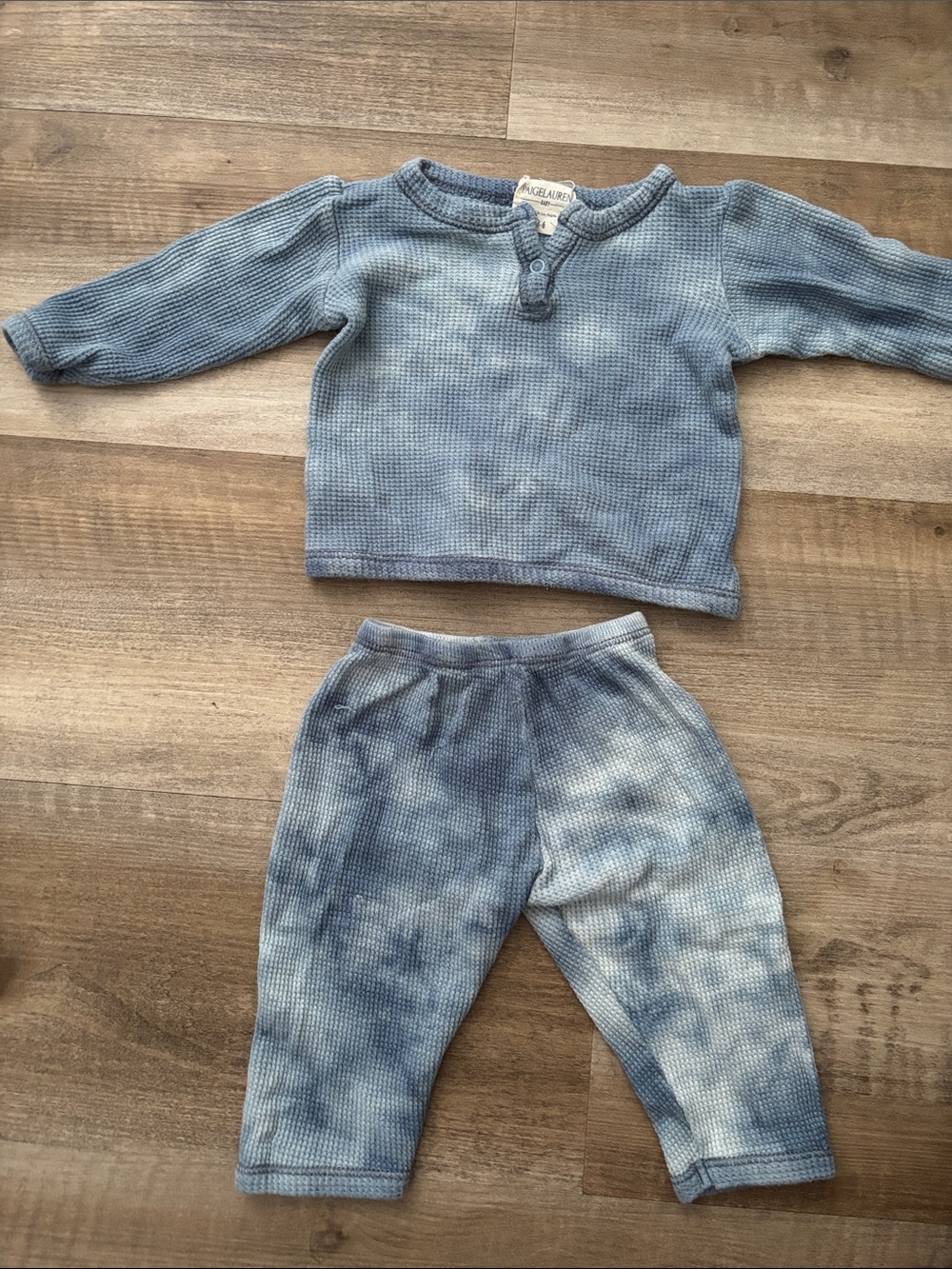 Kids Blue Tie-Dye Waffle Knit Matching Set